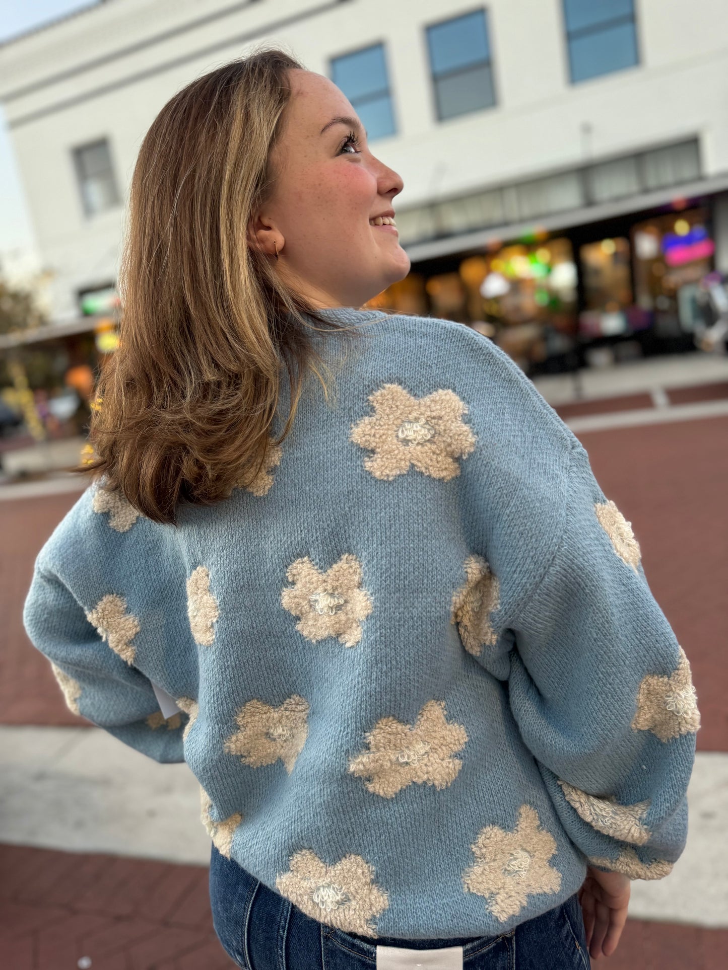 Fantastic Flowers Knit Top - Blue