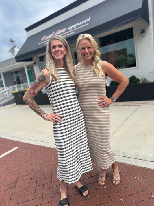 Coffee Run Stripe Midi Dress