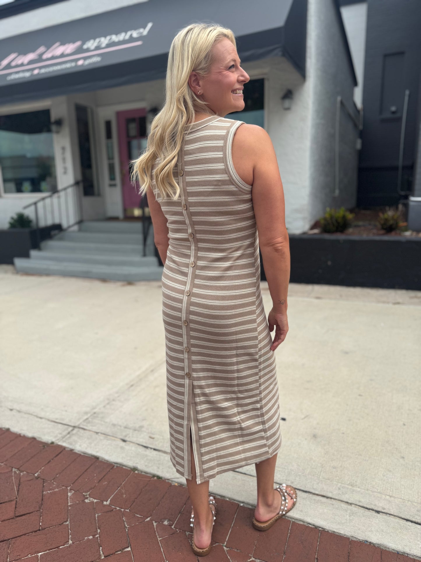Coffee Run Stripe Midi Dress