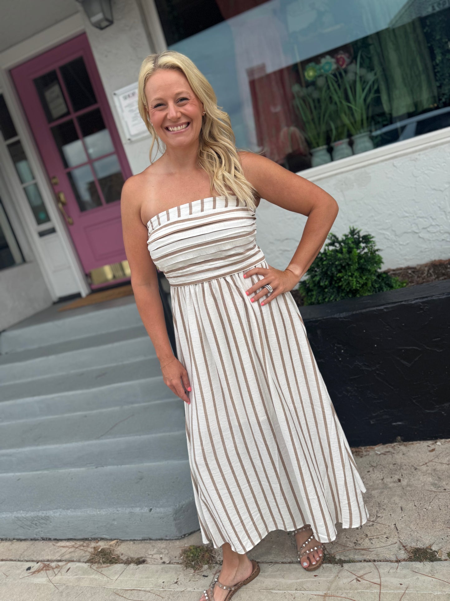 Sunlit Stroll Linen Midi Dress