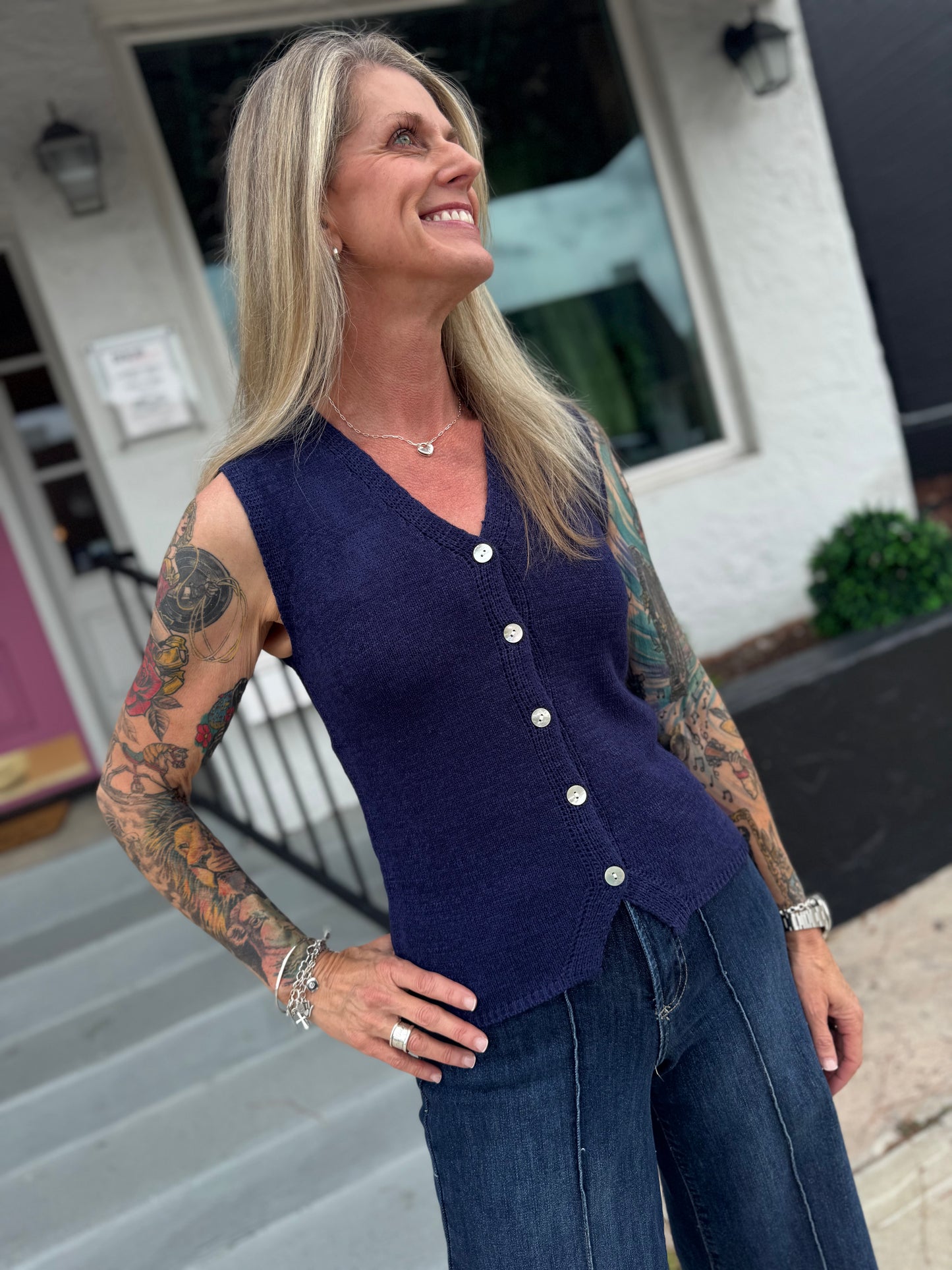 The Briella Button Vest