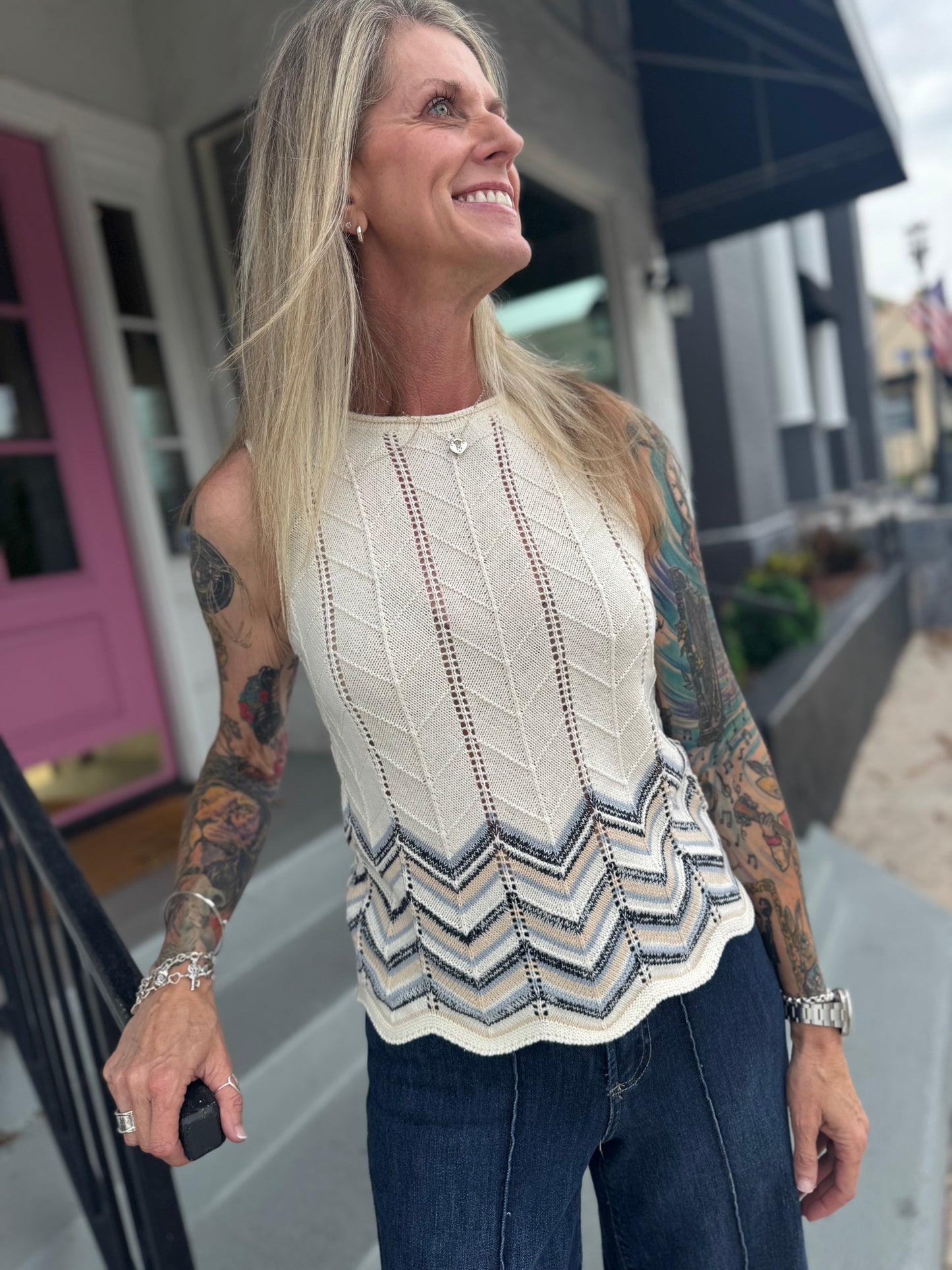 Seaside Stripe Sweater Tank