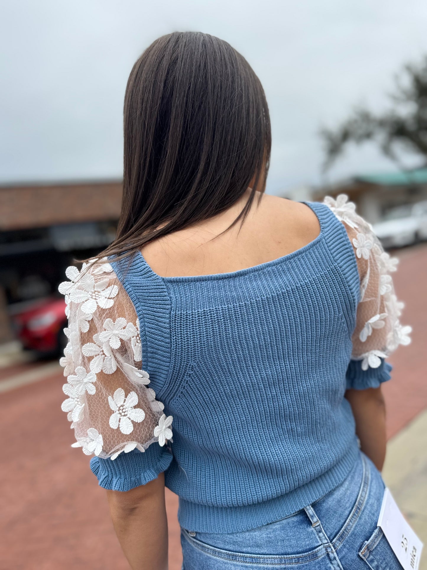 The Puff Piece Knit Top - Blue