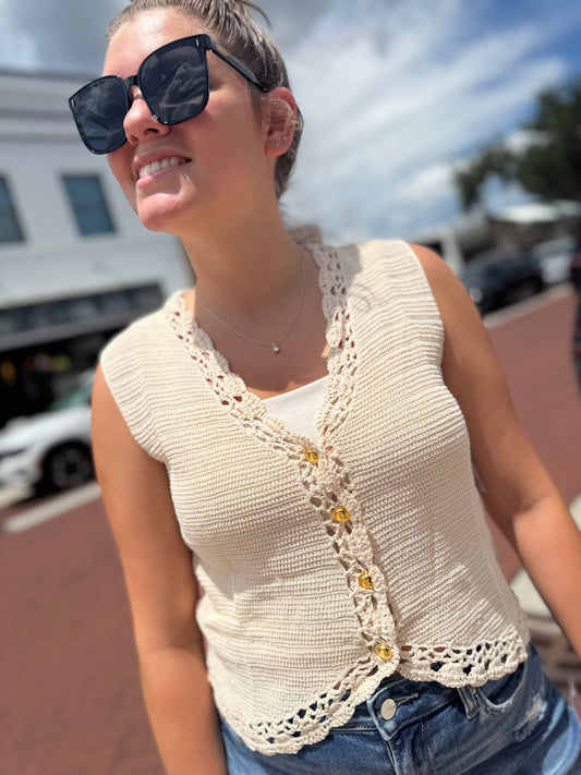 The Hooked On You Vest - Oatmeal