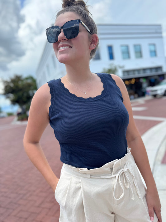 Coastal Curves Tank - Navy
