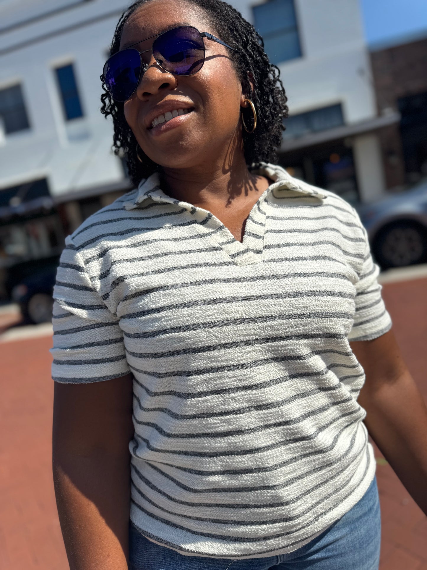The Happy Stripes Knit Top - Black