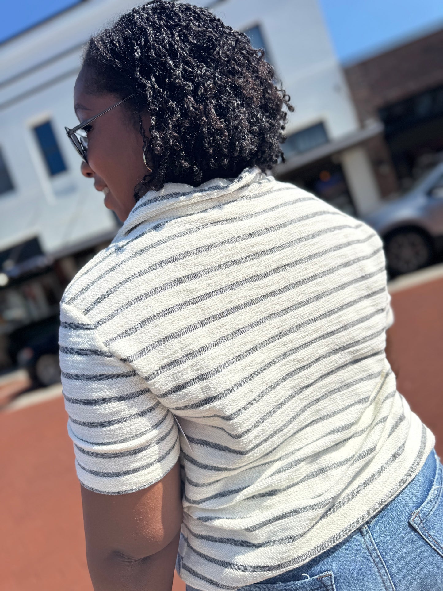 The Happy Stripes Knit Top - Black