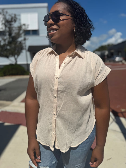 The Button Bliss Top - Cream