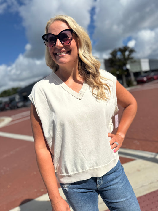 The Unwind Knit Top - Cream