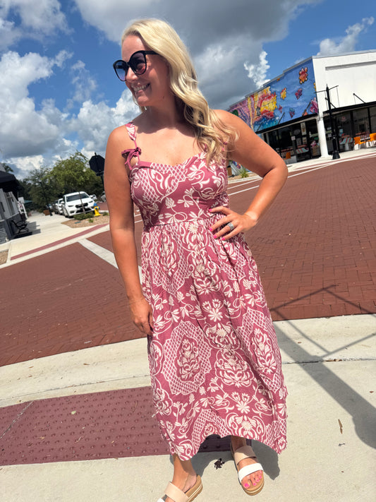 Falling For Flowy Dress - Mauve