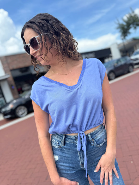 The Squeeze Me Knit Top - Blue