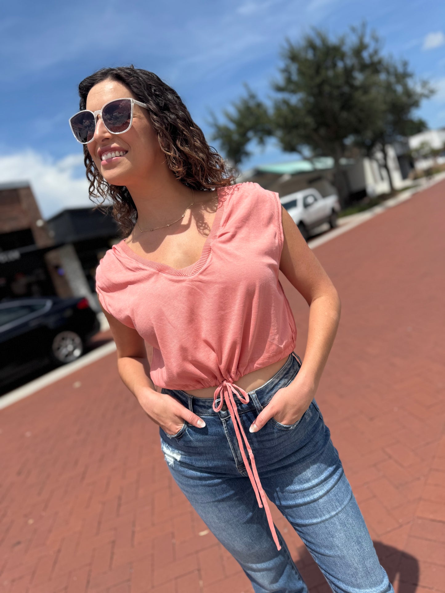 The Squeeze Me Knit Top - Coral