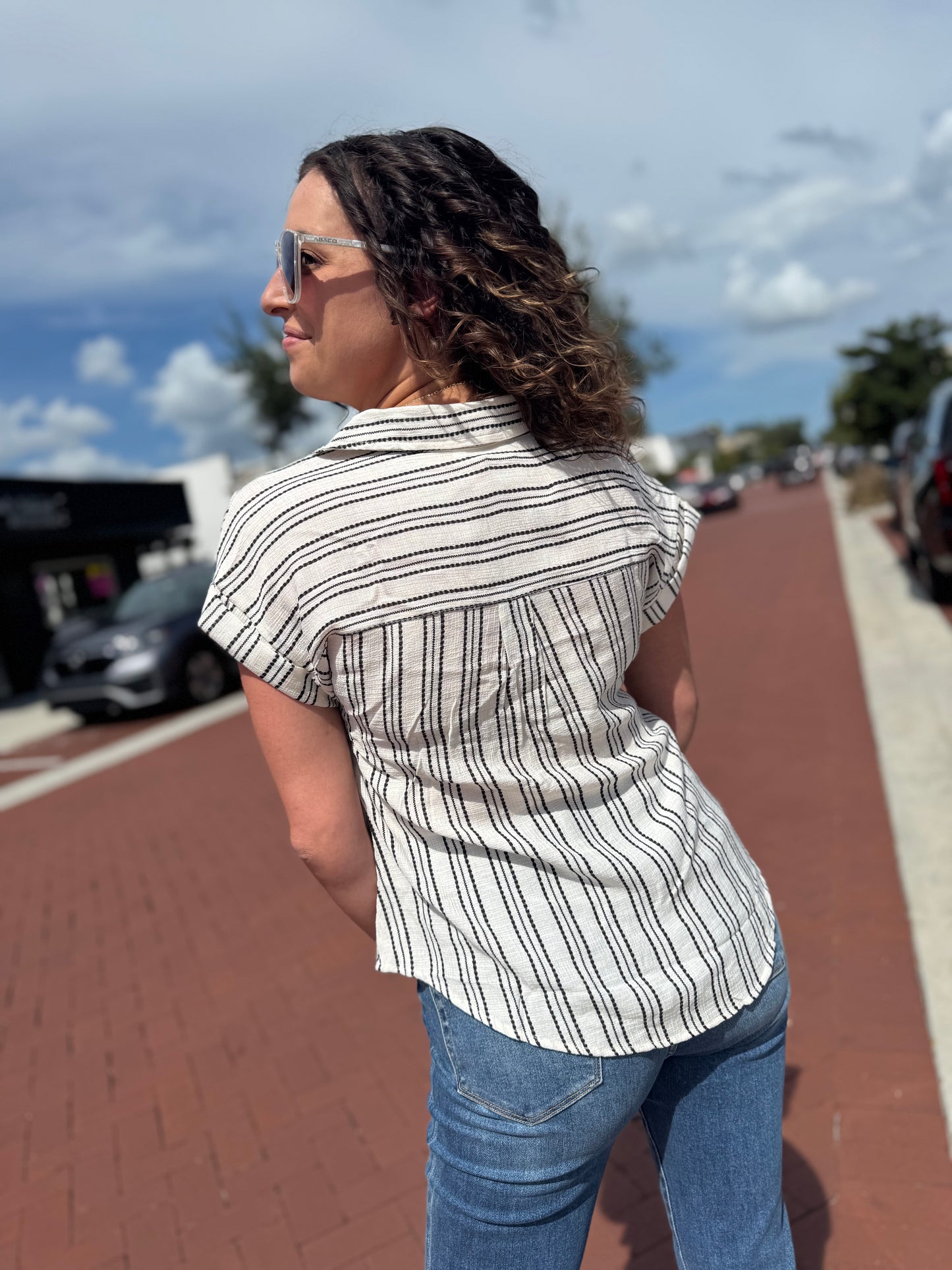 The Stripe About It Top - Cream