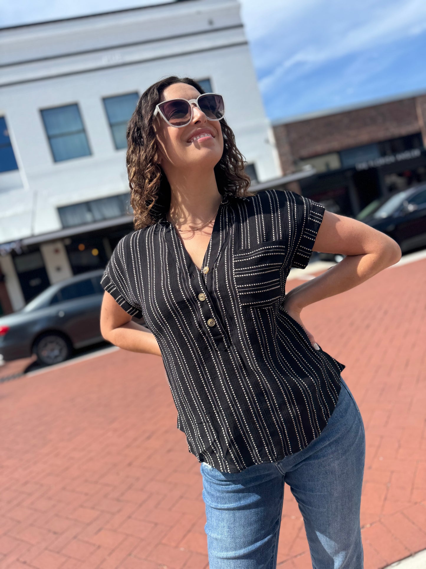 The Stripe About It Top - Black