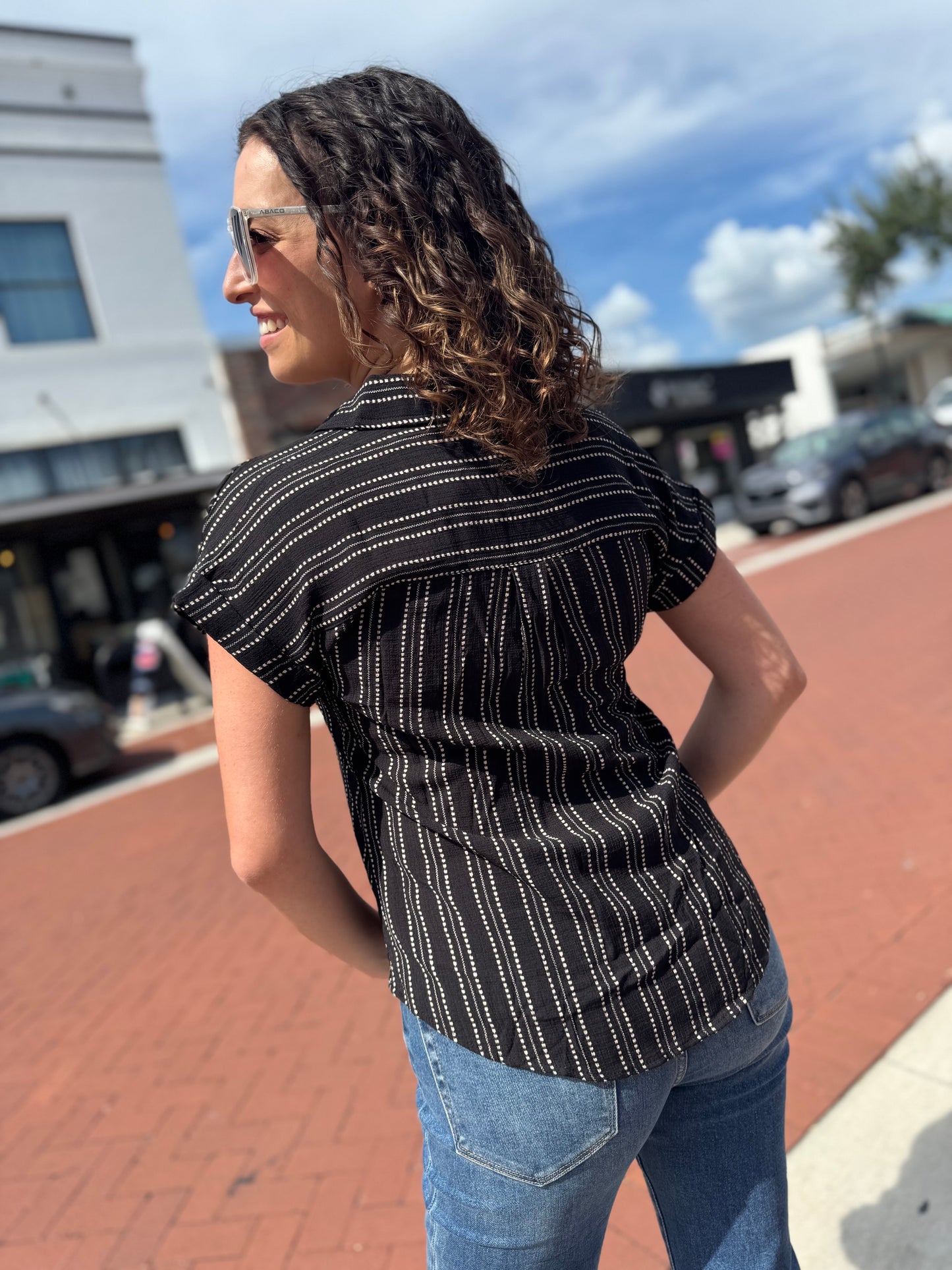 The Stripe About It Top - Black