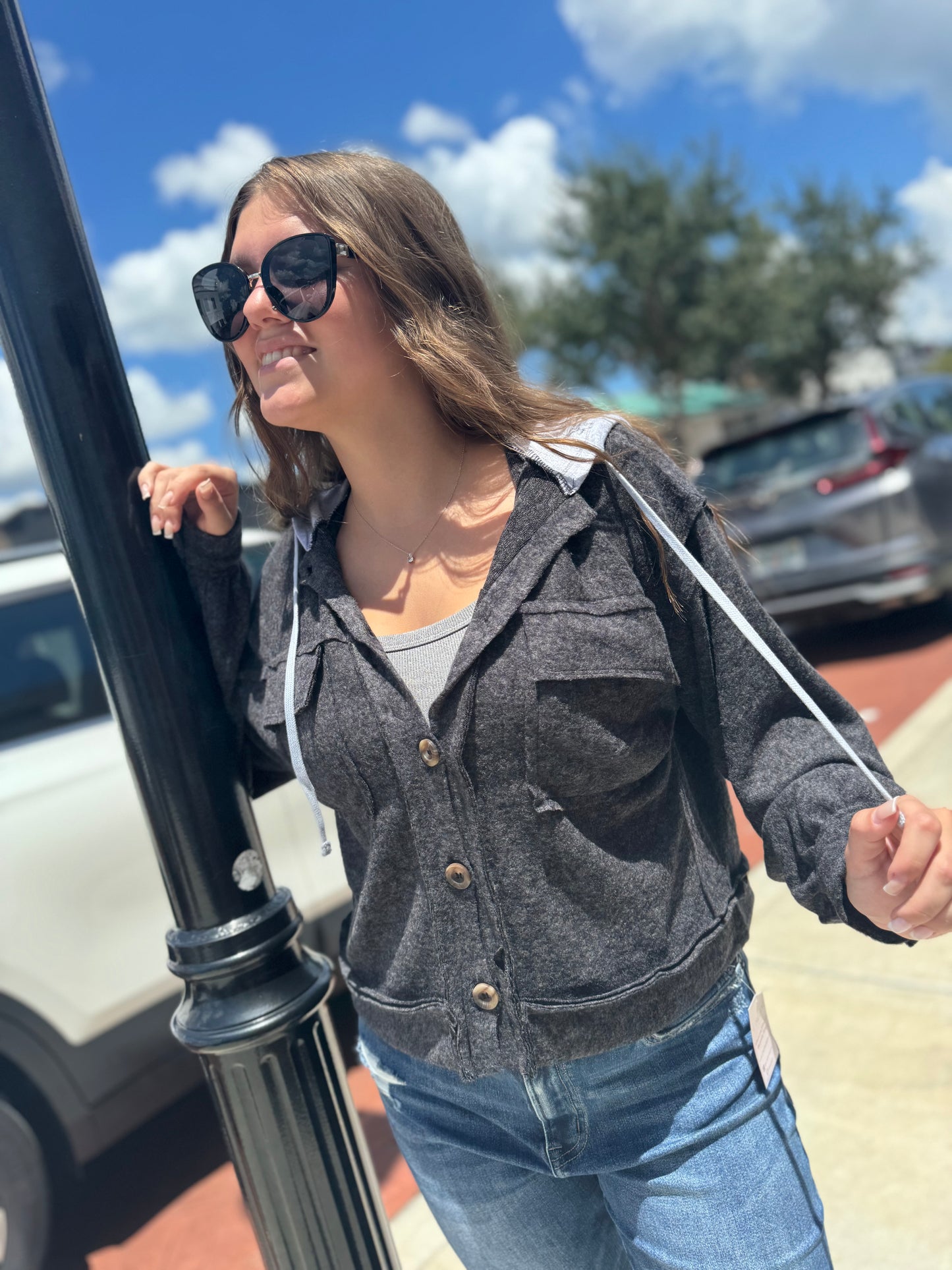Button Up & Bounce Hoodie - 3 COLORS