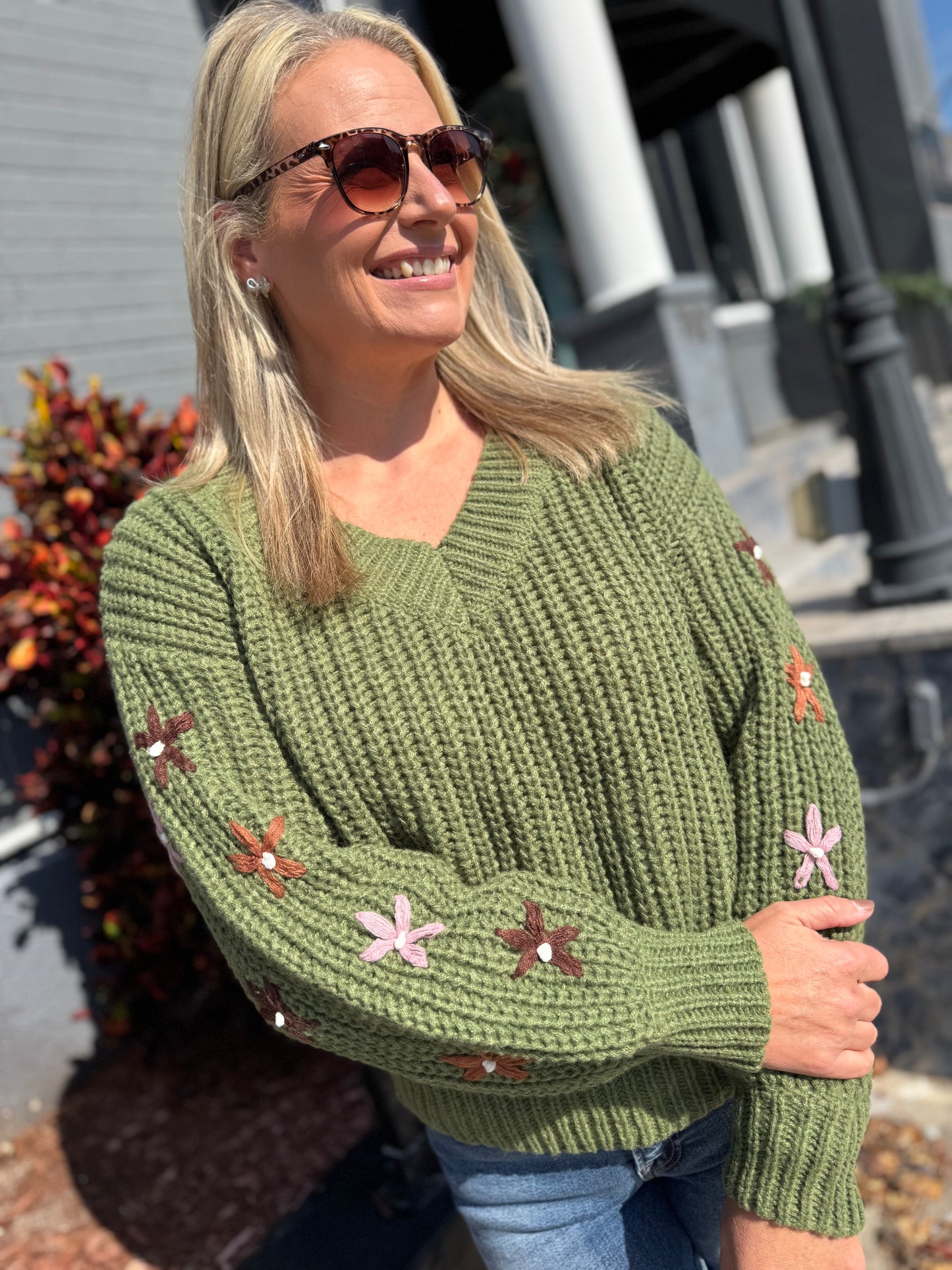 Petal Patch Cable Knit Top