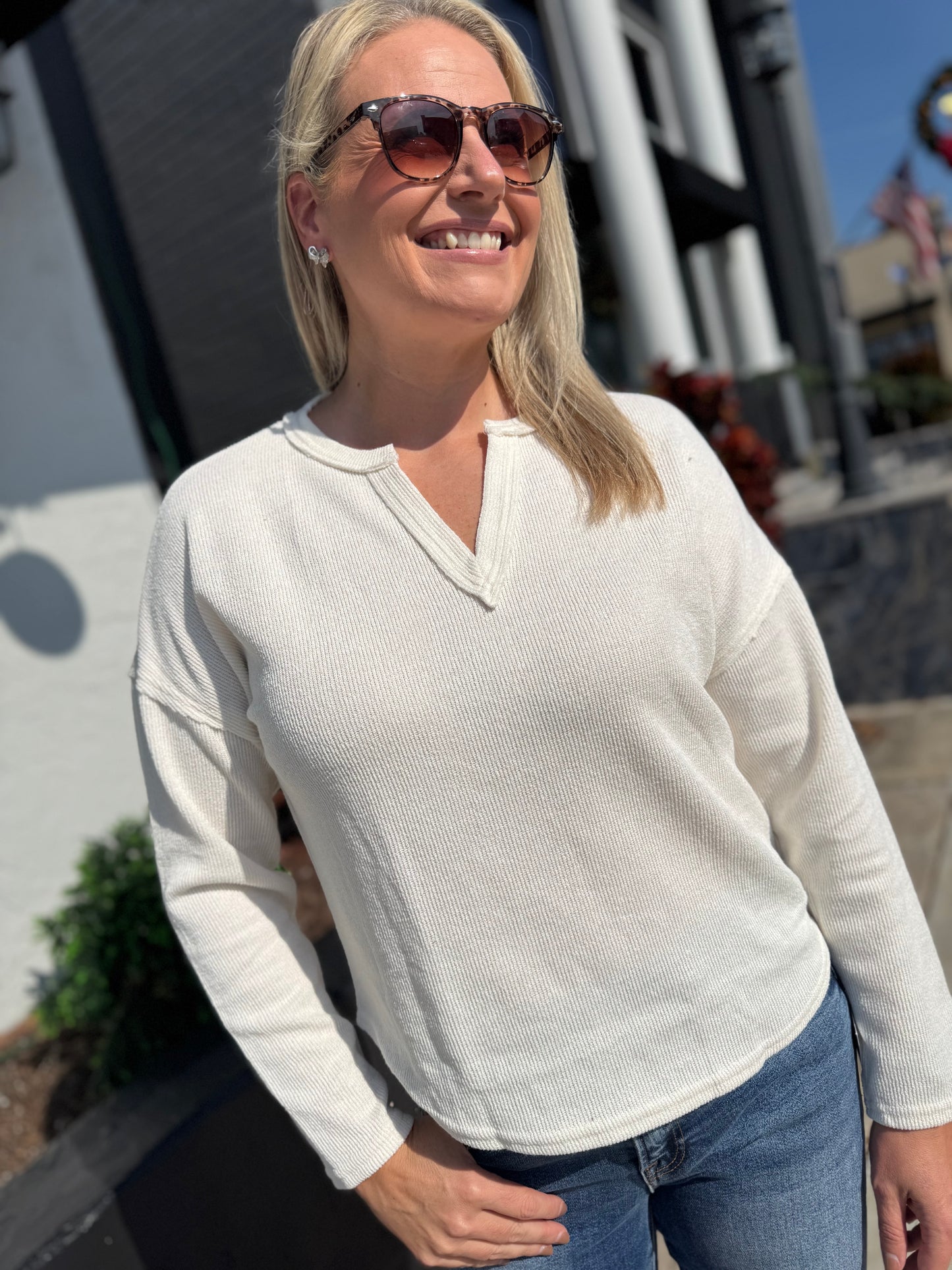 Cozy Split Neck Knit Top - 2 Colors