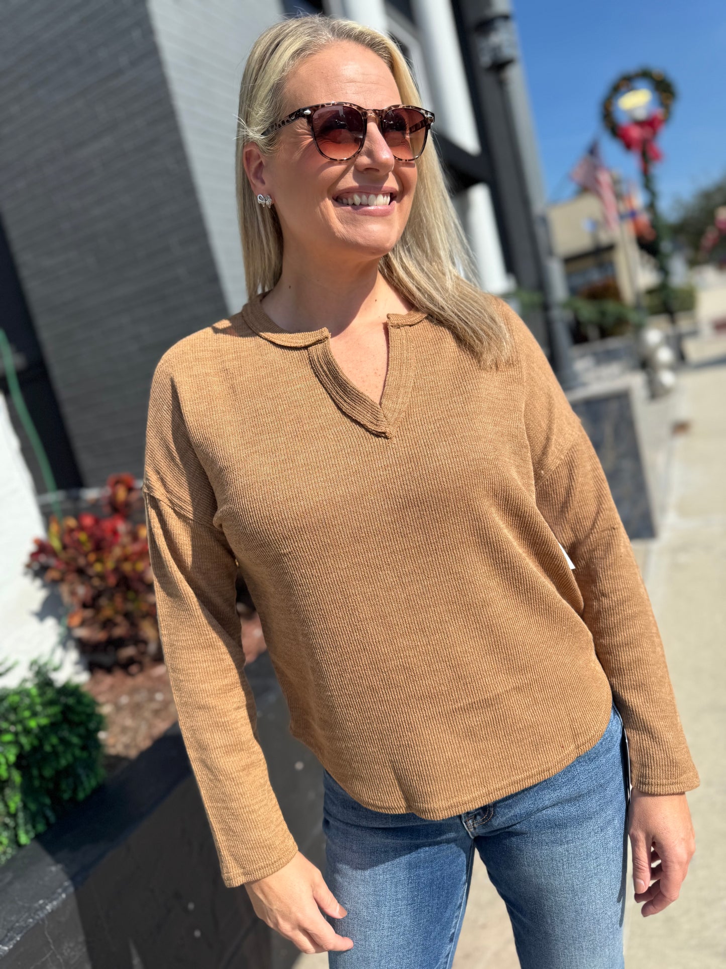 Cozy Split Neck Knit Top - 2 Colors