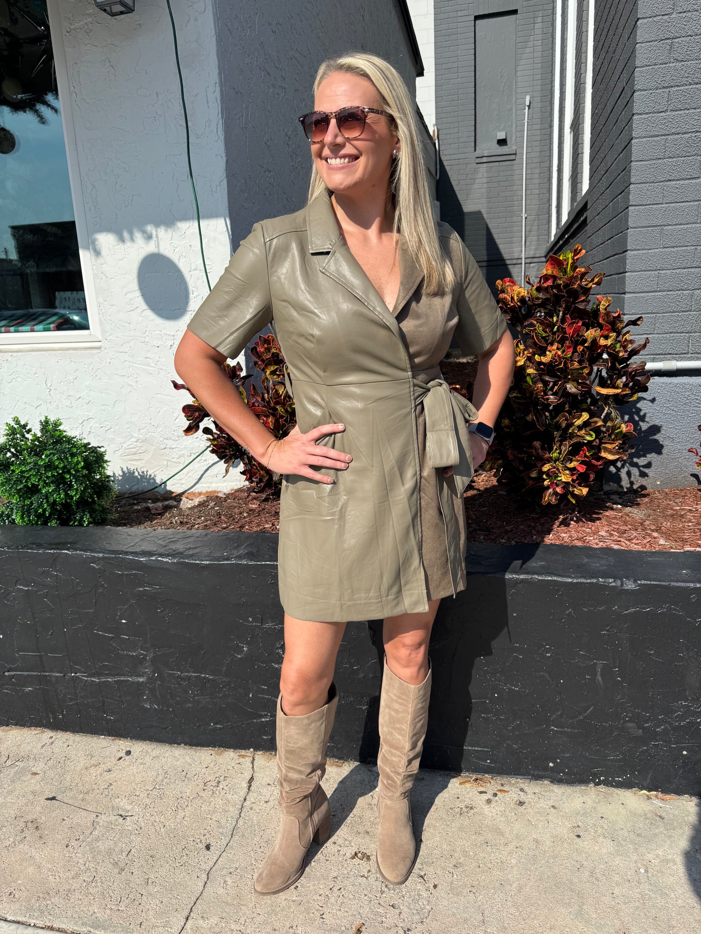 Frosted Flair Faux Leather Dress