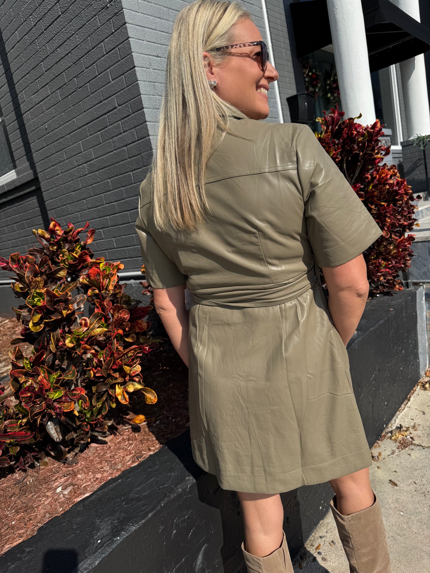 Frosted Flair Faux Leather Dress