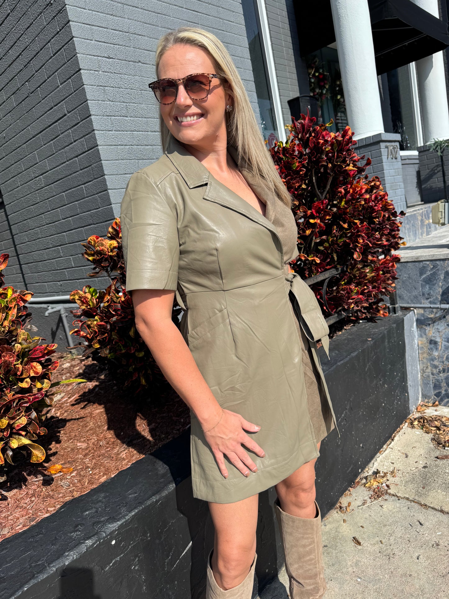 Frosted Flair Faux Leather Dress