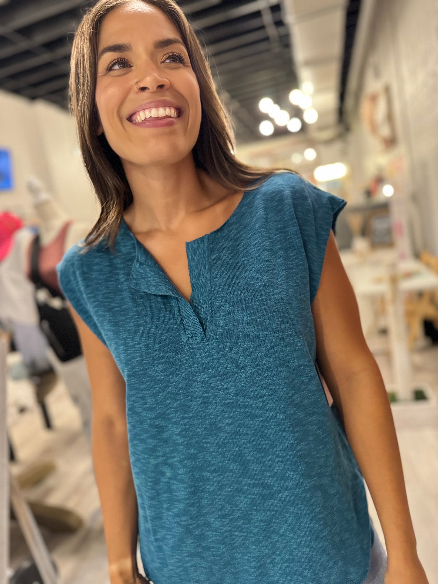 All Smiles Knit Top - Teal