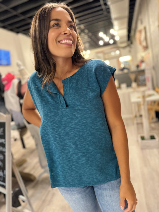 All Smiles Knit Top - Teal