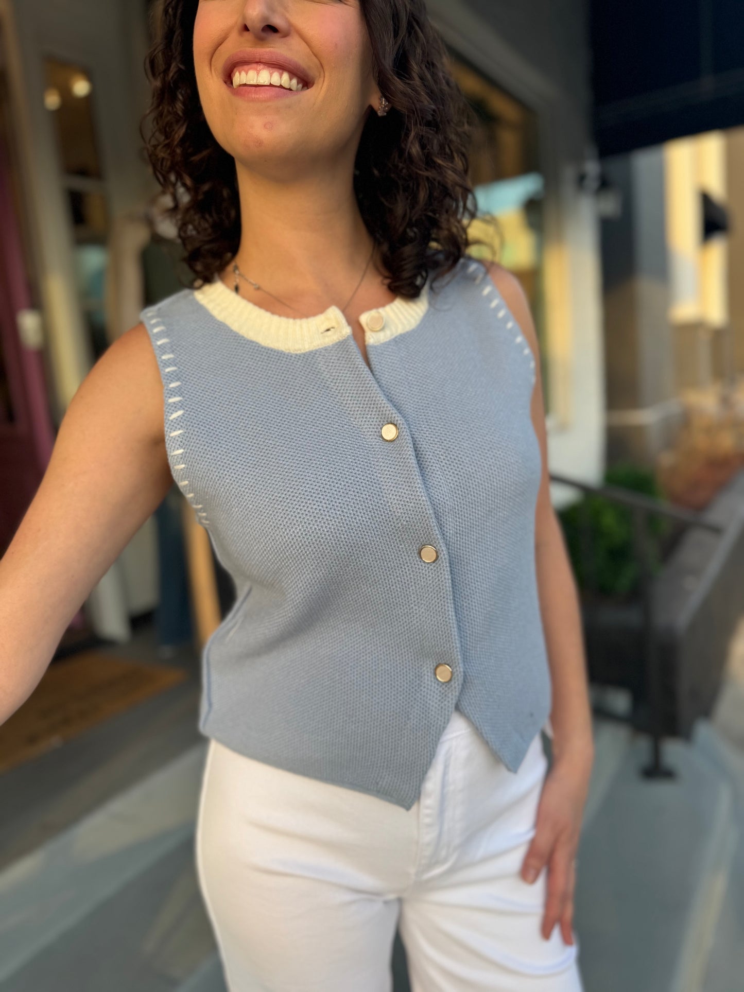 The Bluebird Button Vest