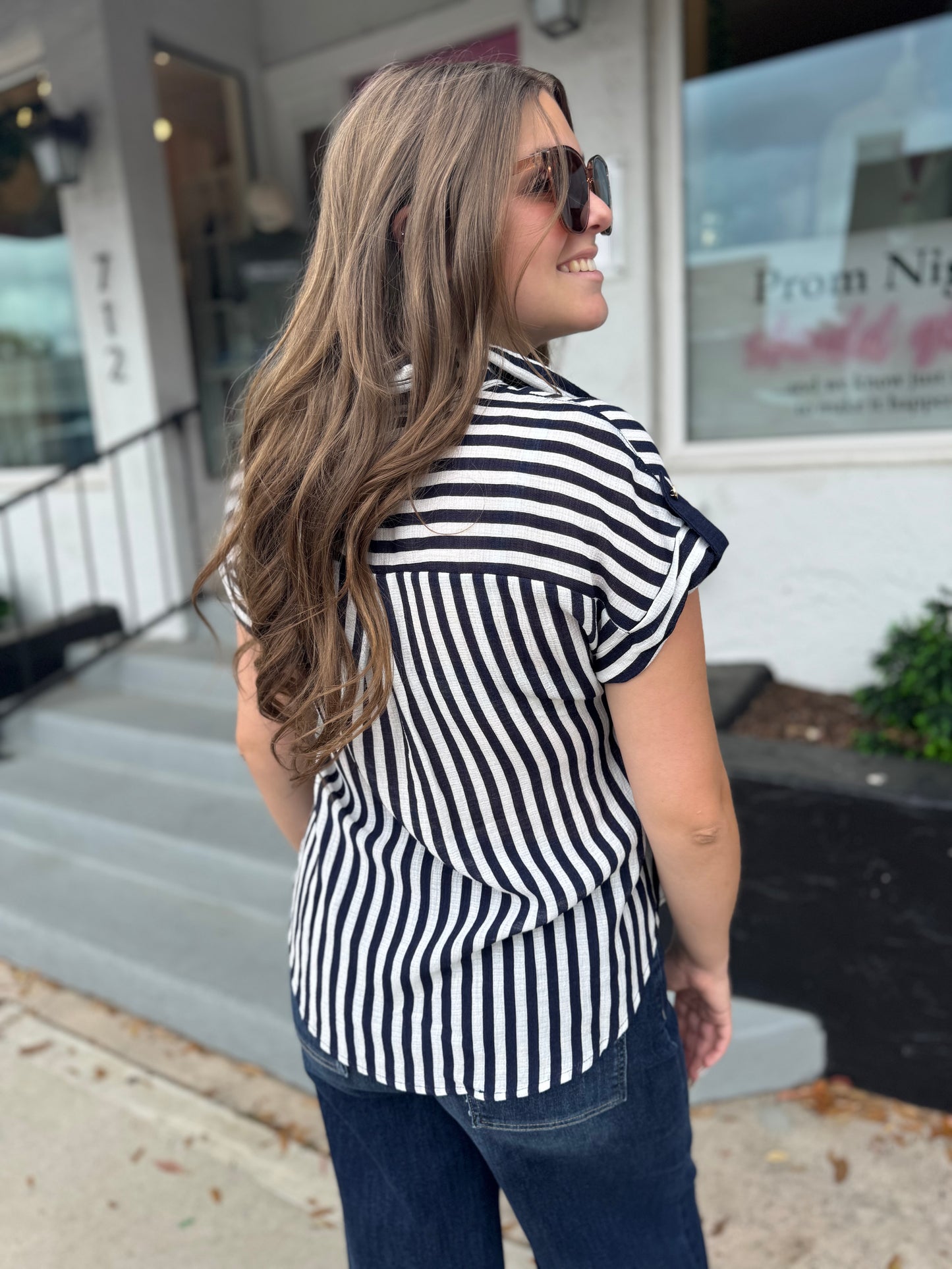 The Classic Stripe Button Down Top