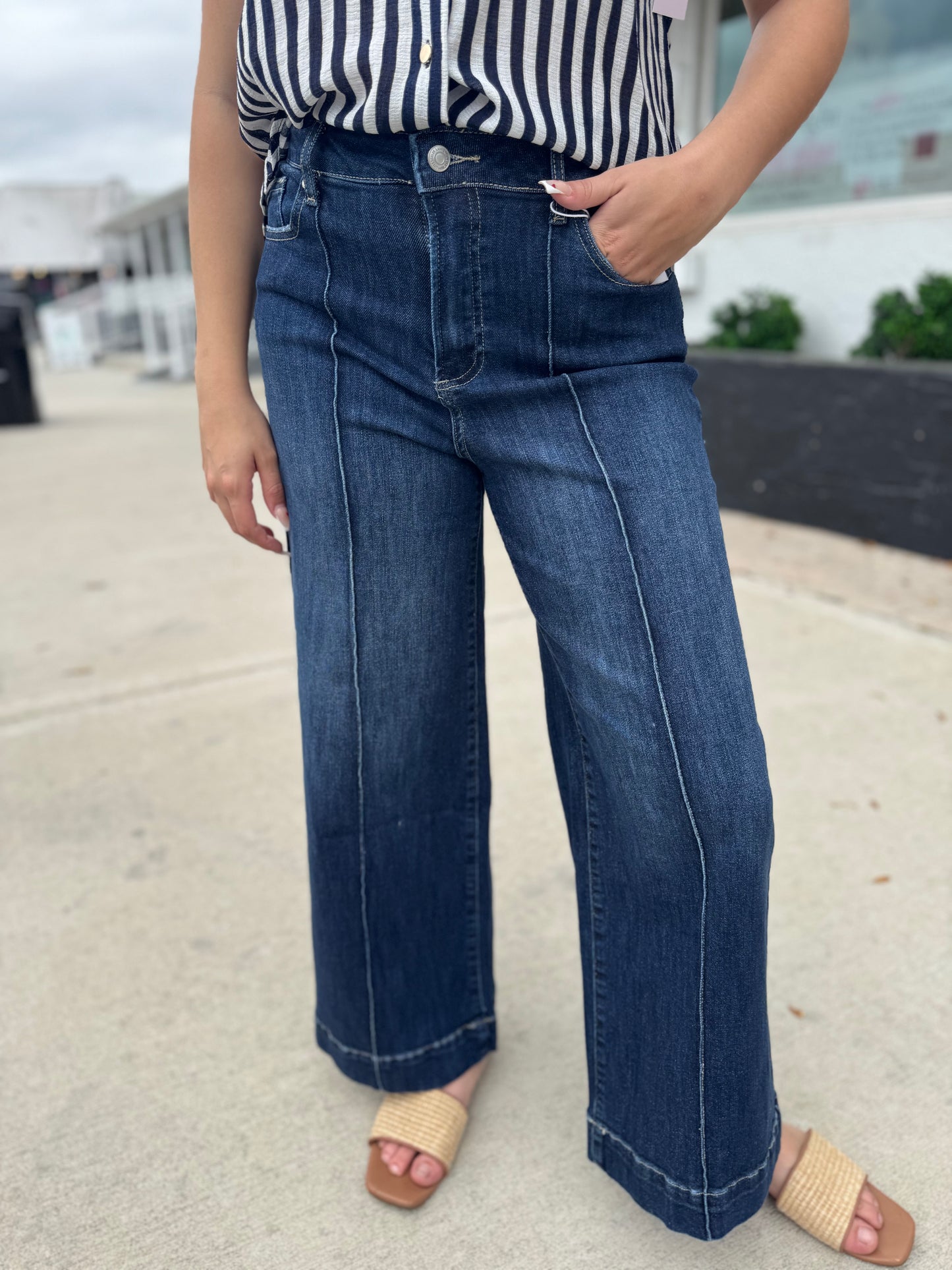 Kelsey Pin-Tuck Wide Leg Jeans
