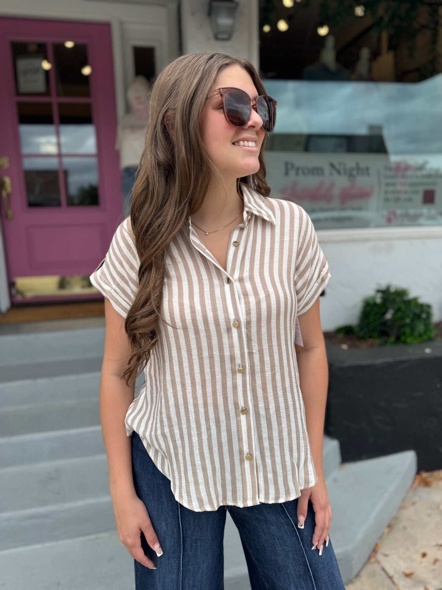 The Classic Stripe Button Down Top
