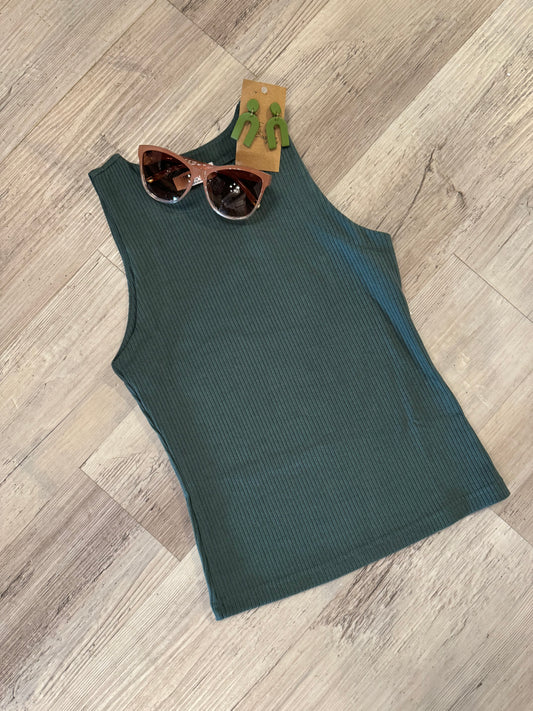 Not At All Knit Tank - Green