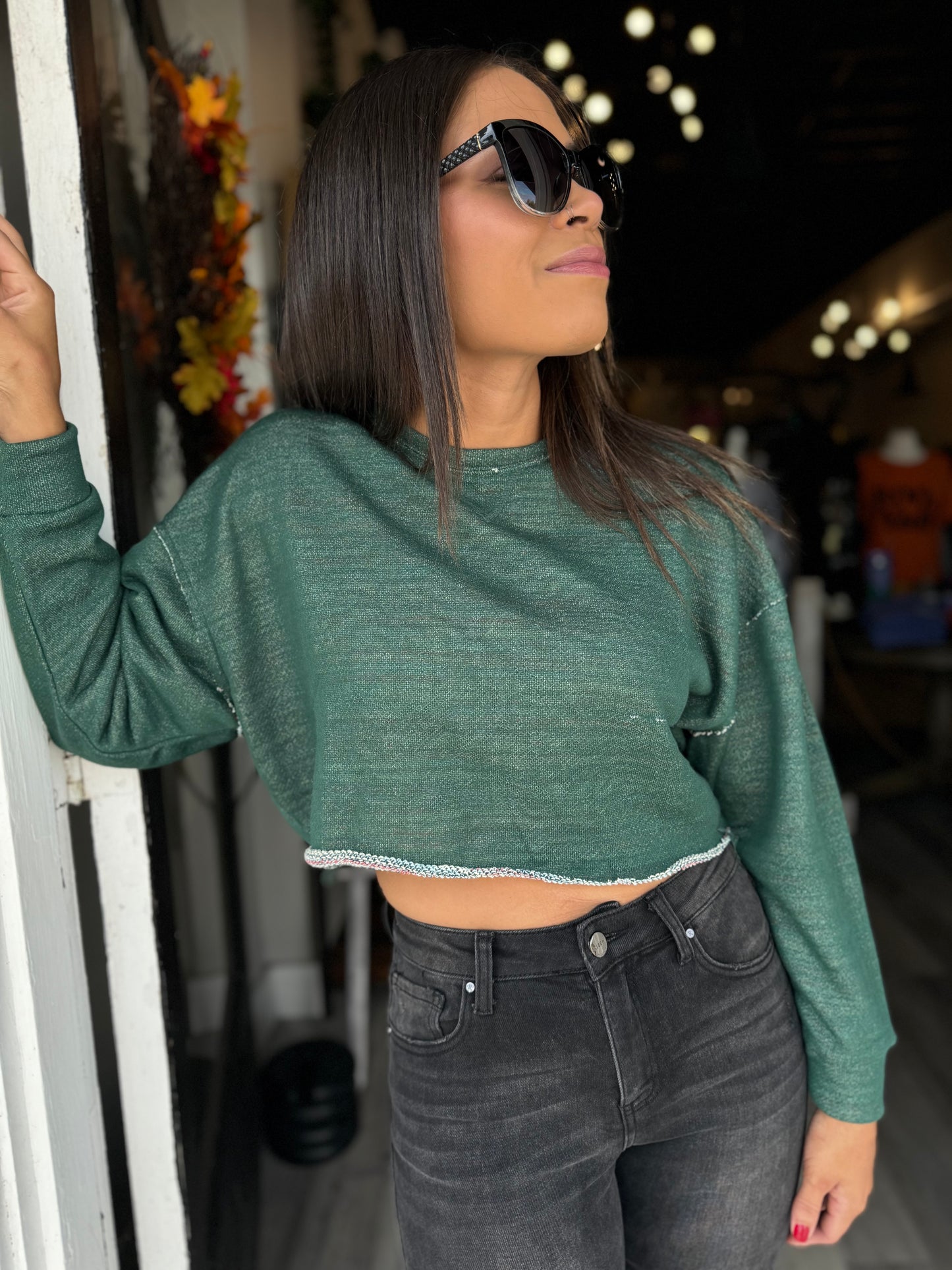 Pretty Please Knit Crop Top - Green