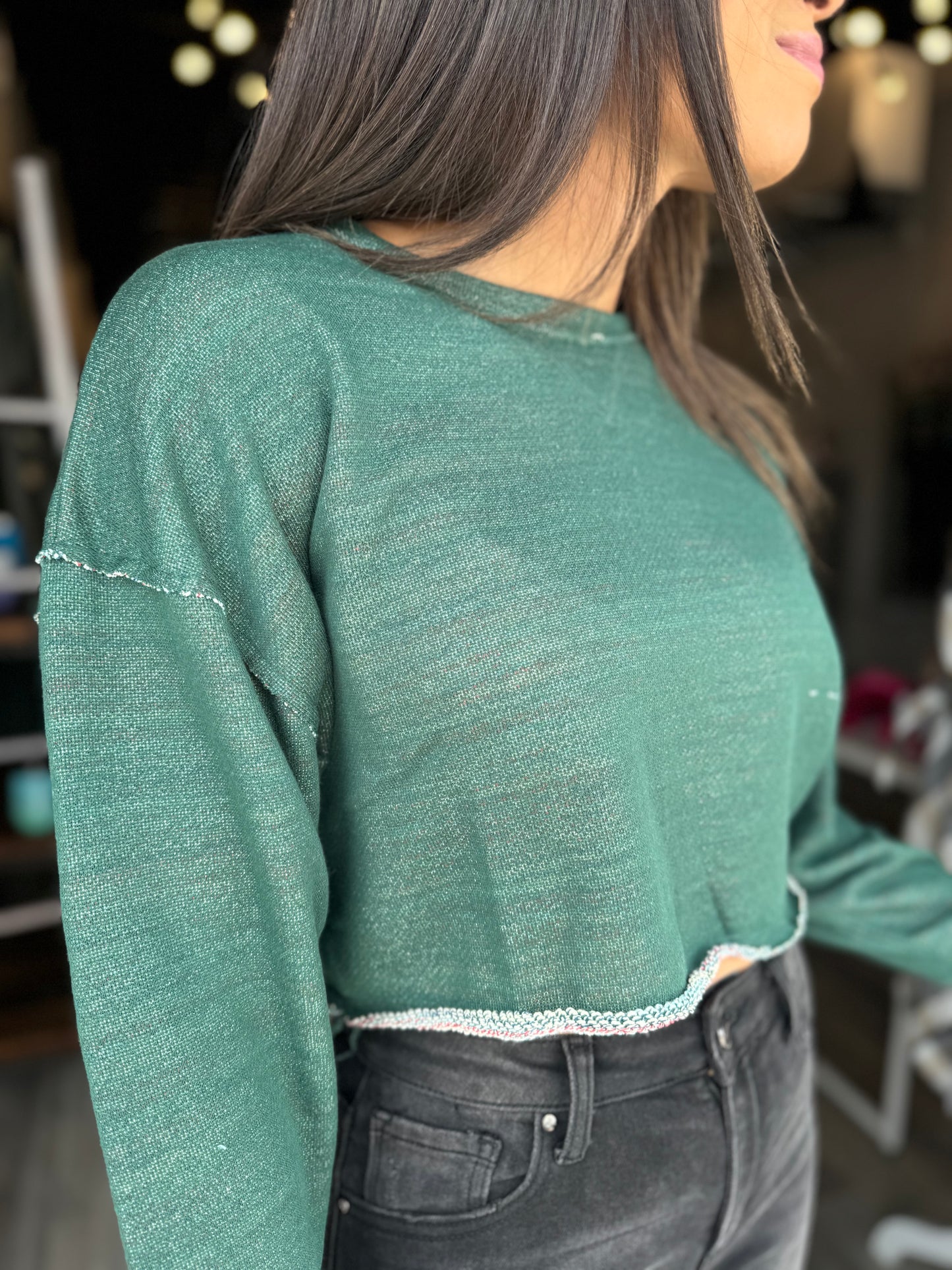 Pretty Please Knit Crop Top - Green