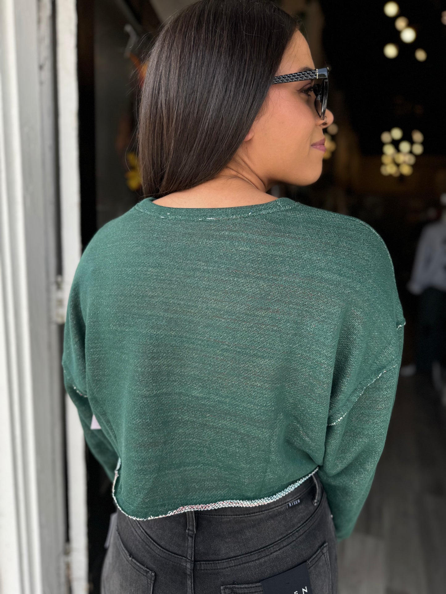 Pretty Please Knit Crop Top - Green