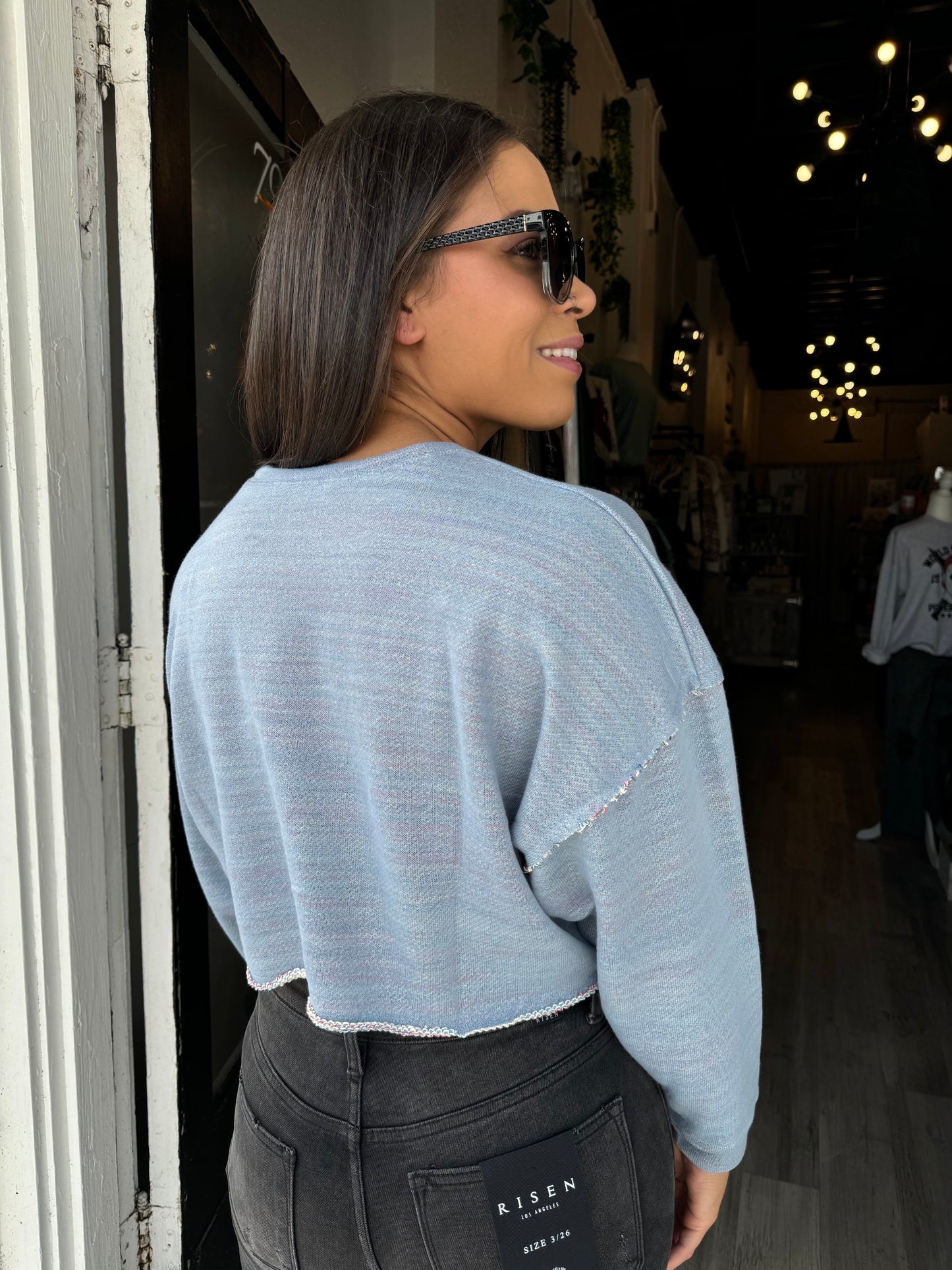 Pretty Please Knit Crop Top - Blue