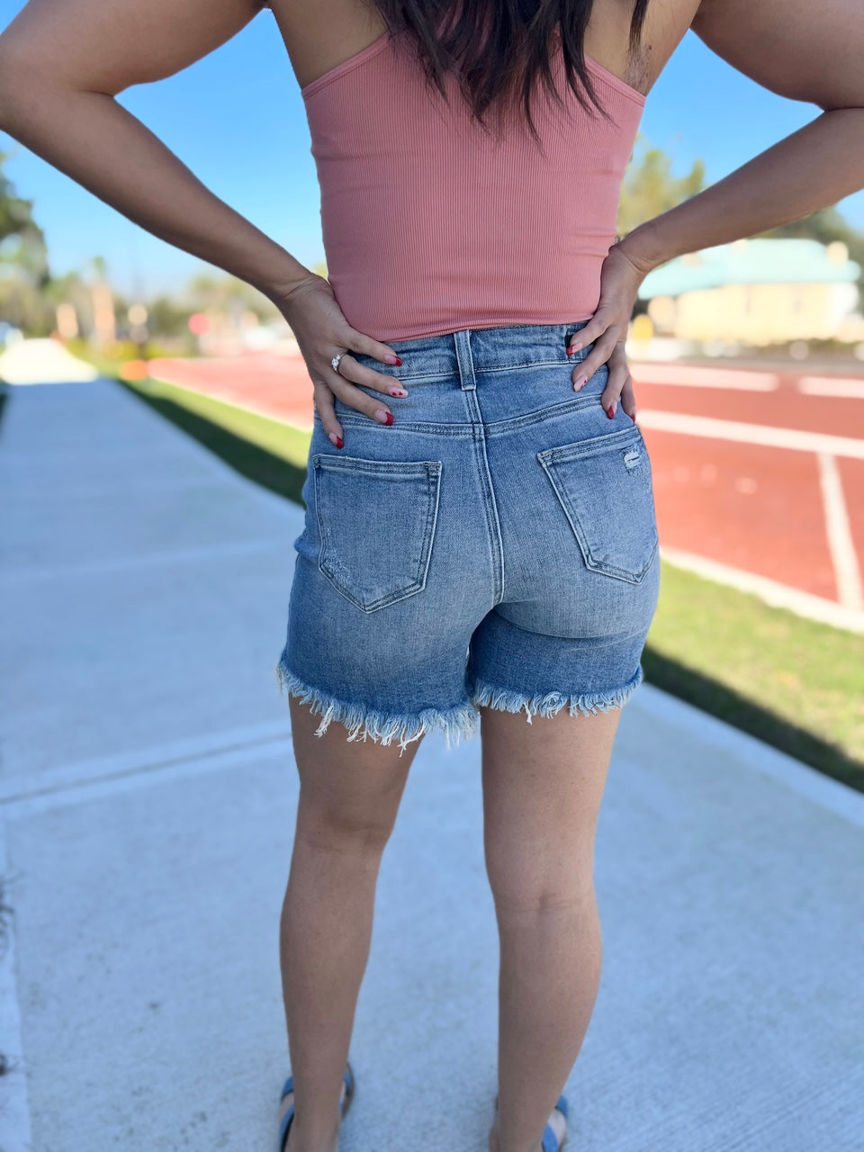 In the Zone High Waisted Denim Shorts
